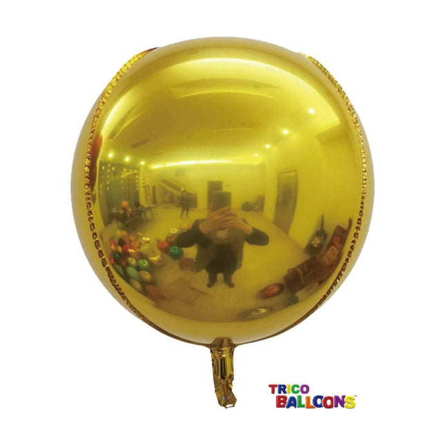 22" Round 4D Balloon - Gold - SKU:BM9101-01 - UPC:810057955945 - Party Expo
