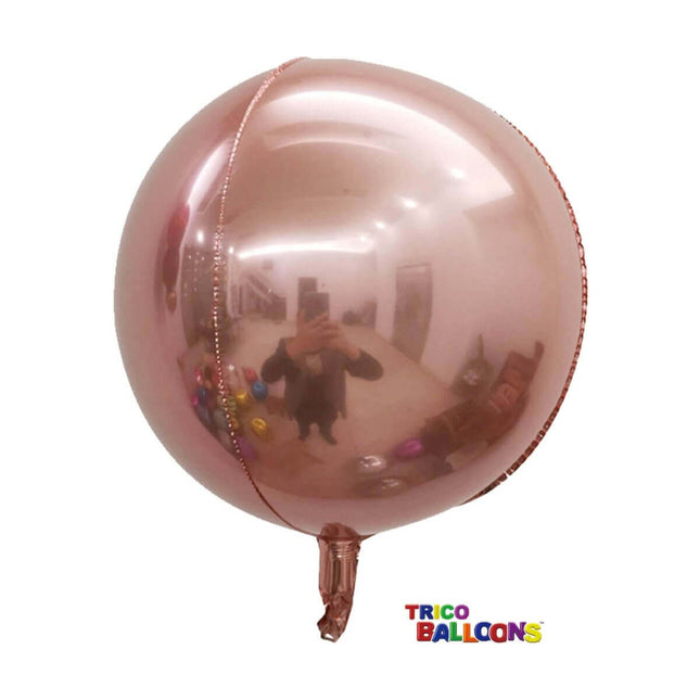 22" Round 4D Balloon - Rose Gold - SKU:BM9101-05 - UPC:810057955983 - Party Expo