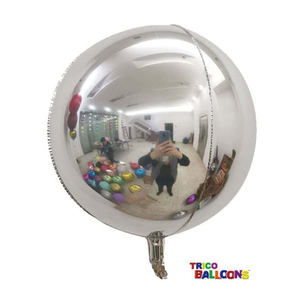 22" Round 4D Balloon - Silver - SKU:BM9101-02 - UPC:810057955952 - Party Expo