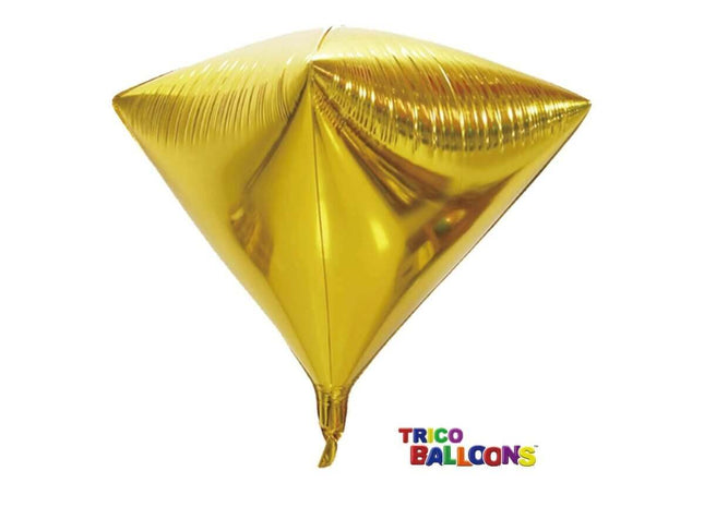 24" 4D Diamond Shape Mylar Balloon (Gold) - SKU:BM9301-01-GOLD - UPC:254990569447 - Party Expo