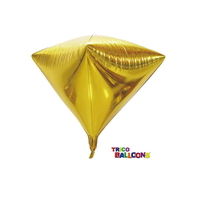 24" 4D Diamond Shape Mylar Balloon (Gold) - SKU:BM9301-01-GOLD - UPC:254990569447 - Party Expo