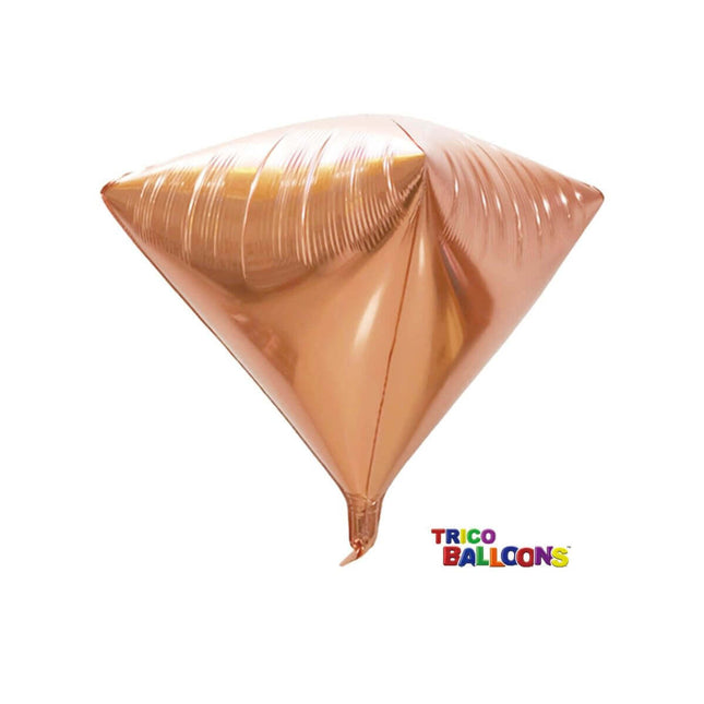 24" 4D Diamond Shape Mylar Balloon (Rose Gold) - #44 - SKU:BM9301 - UPC:810057956218 - Party Expo
