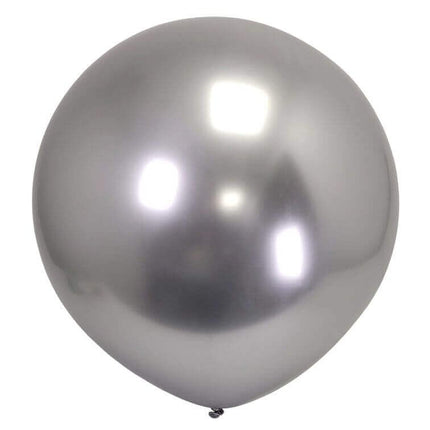 24" Reflective Chrome Silver Latex Balloon (1ct) - SKU:ULL2430R - UPC:229253171309 - Party Expo