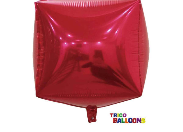 24" Square 4D Mylar Balloon - Red - SKU:BM9201R - UPC:810057956089 - Party Expo