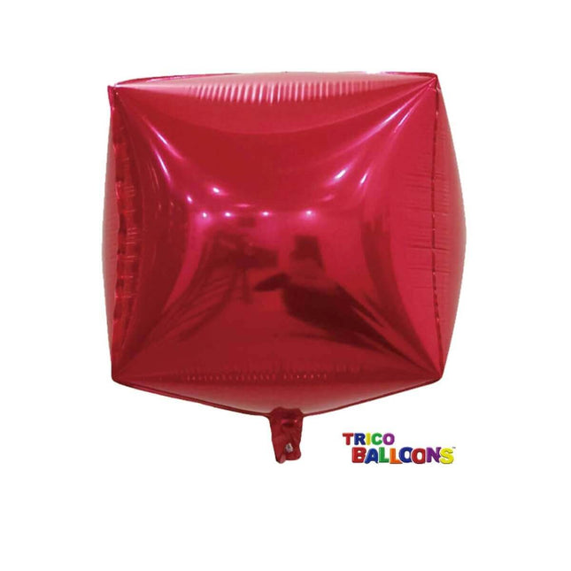 24" Square 4D Mylar Balloon - Red - SKU:BM9201R - UPC:810057956089 - Party Expo