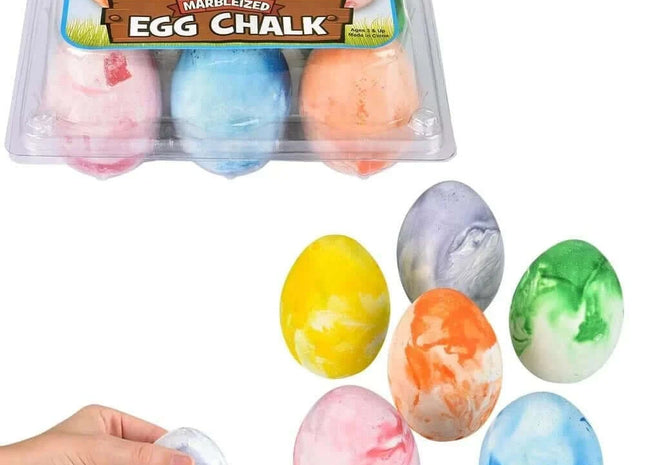2.5" Marbleized Egg Sidewalk Chalk (6pcs) - SKU:ST-CHEGM - UPC:097138950666 - Party Expo