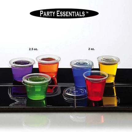 2.5oz Crystal Clear Plastic Shot Cups with Lids (25ct) - Party Expo