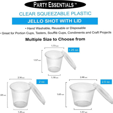 2.5oz Crystal Clear Plastic Shot Cups with Lids (25ct) - Party Expo