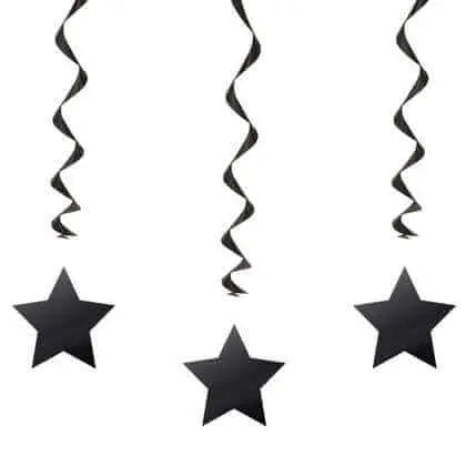 26" Black Star Hanging Swirls (3ct) Party Expo  
