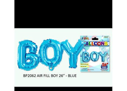 26" Boy Banner Mylar Balloon - SKU:BP2062B - UPC:810057952982 - Party Expo