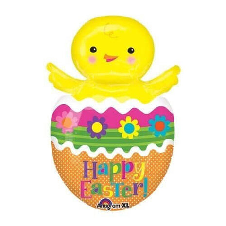 26" Chick in Colorful Easter Egg Mylar Balloon #304 - SKU:68639 - UPC:026635302265 - Party Expo