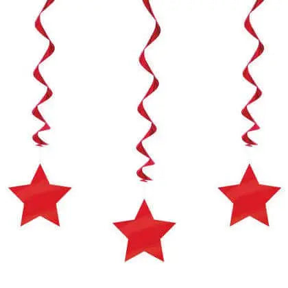 26" Royal Red Star Hanging Swirls (3ct) Party Expo  