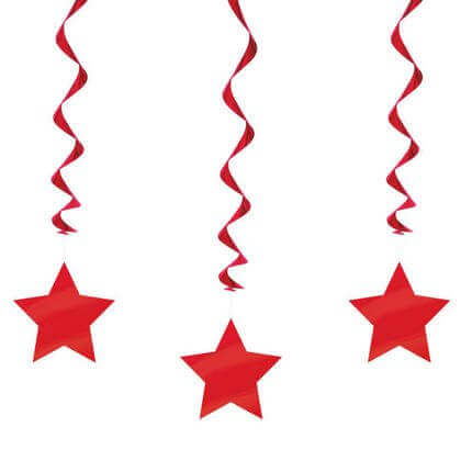 26" Royal Red Star Hanging Swirls (3ct) - SKU:69122 - UPC:011179691227 - Party Expo