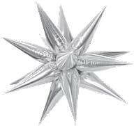 26" Star-Burst Mylar Balloon - Silver - SKU:LF-50012 - UPC:099996034458 - Party Expo