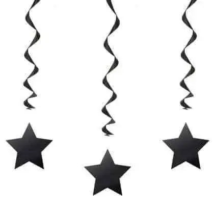 26" Black Star Hanging Swirls (3ct) Party Expo  