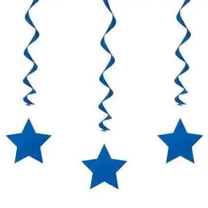 26" Royal Blue Star Hanging Swirls (3ct) Party Expo  
