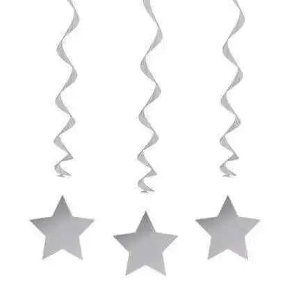 26" Silver Star Hanging Swirls (3ct) Party Expo  