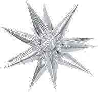 26" Star-Burst Mylar Balloon - Silver Party Expo  