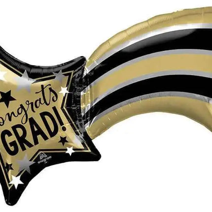 27" Congrats Grad Shooting Star - Gold, Silver & Black Party Expo  