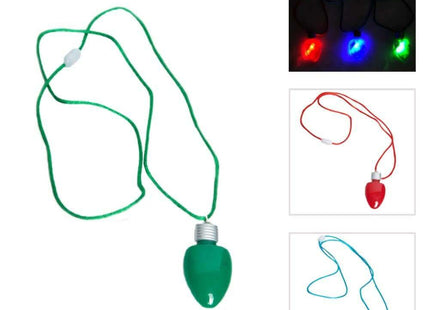 28" Flashing Christmas Bulb Necklace - SKU:ZC-FLBUL - UPC:097138812278 - Party Expo