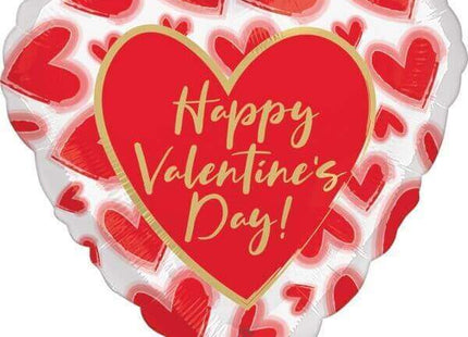 28" Happy Valentine's Day Lined Hearts Mylar Balloon - SKU: - UPC:026635436953 - Party Expo