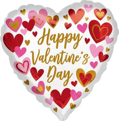 28" Playful Valentine's Day Hearts Mylar Balloon - SKU:99063 - UPC:026635405904 - Party Expo