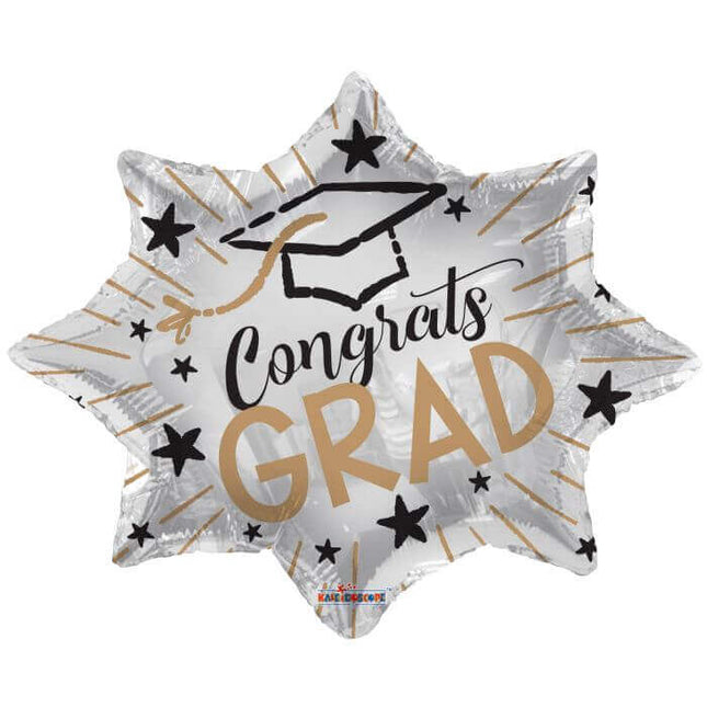 28" Yay! Congrats Grad! Mylar Balloon - SKU:85472-28 - UPC:681070855198 - Party Expo