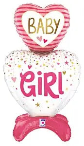 28" Baby Girl Hearts Standup Mylar Balloon (Air-Filled) Party Expo  
