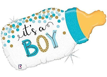 29" Baby Bottle Boy Mylar Balloon - SKU:110086 - UPC:030625251365 - Party Expo