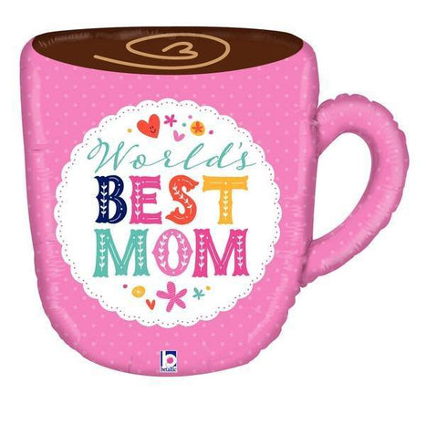 29" Best Mom Mug Mylar Balloon - SKU:35784 - UPC:030625357845 - Party Expo