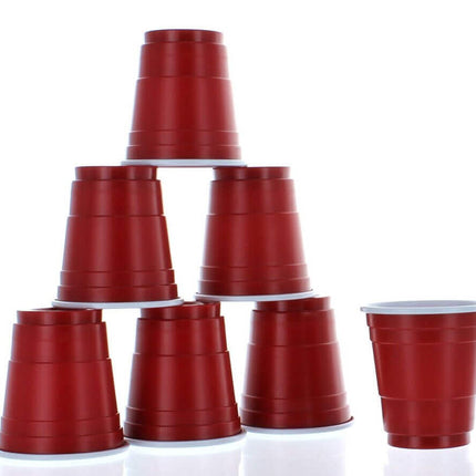 2oz Red Mini Party Cup Shot Glasses (20ct) - SKU:37579 - UPC:011179375790 - Party Expo