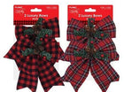 Plaid Print Bows with Pinecone Berries (2ct) - SKU:DB112 - UPC:677916862468 - Party Expo