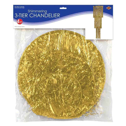 3-Tier Shimmering Chandelier - Gold Party Expo  