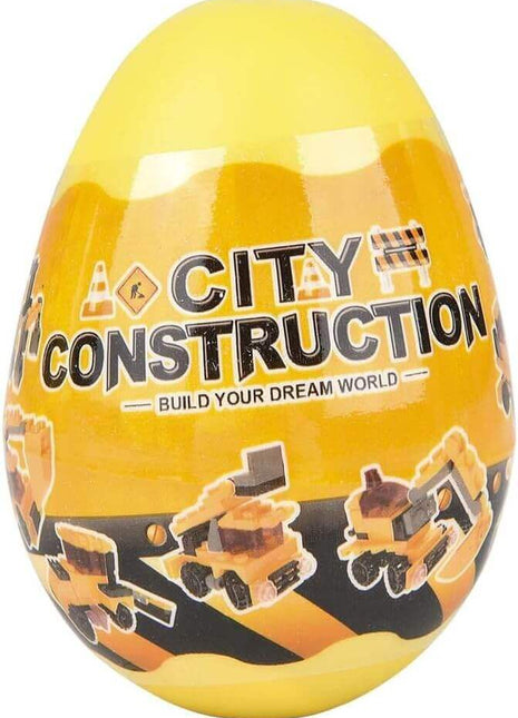 3" Construction Truck Building Block Eggs (1 each) - SKU:VE-BBCON - UPC:097138942432 - Party Expo