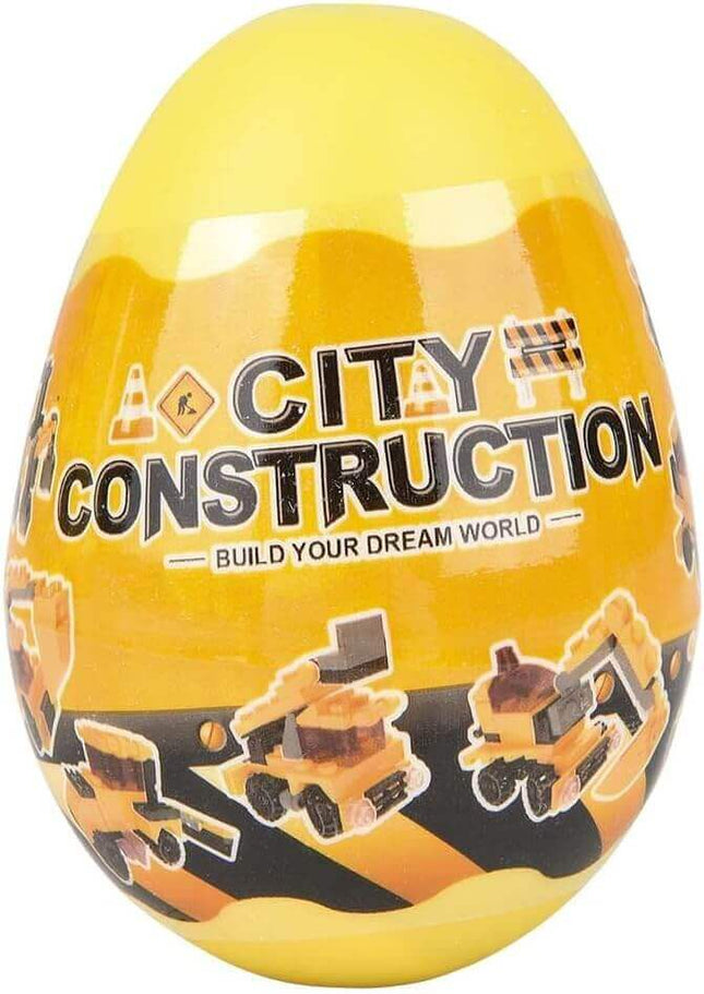 3" Construction Truck Building Block Eggs (1 each) - SKU:VE-BBCON - UPC:097138942432 - Party Expo