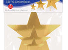 3-D Foil Star Centerpieces - Gold - SKU:52148-GD - UPC:034689070993 - Party Expo