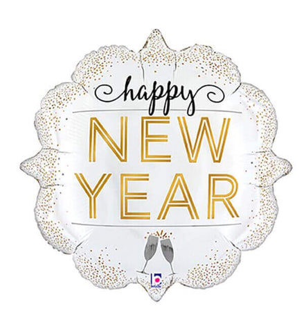 31" Metallic Happy New Year Diamond Shape Mylar Balloon - SKU:109559 - UPC:030625251501 - Party Expo