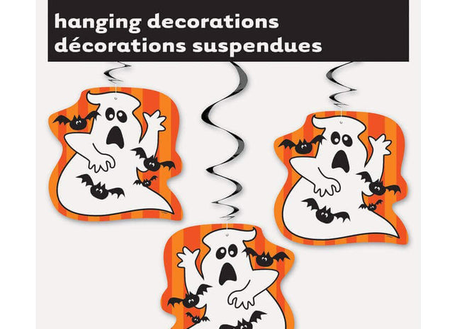 32" Hanging Scaredy Bat Ghost Halloween Decorations (3ct) - SKU:63478 - UPC:011179634781 - Party Expo