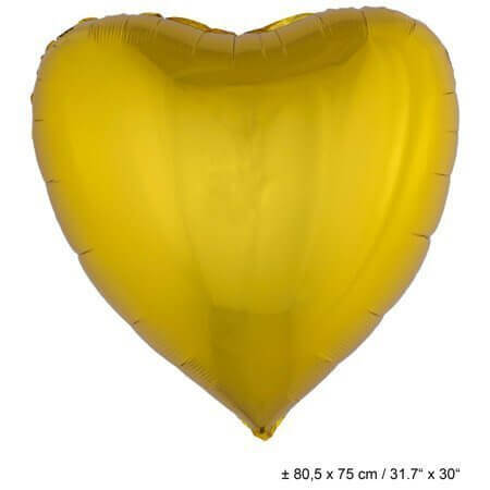 32" Heart Shaped Mylar Balloon - Gold - SKU:84719 - UPC:8712364847192 - Party Expo