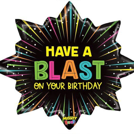 32" Mighty Birthday Blast Mylar Balloon - SKU:110079 - UPC:030625251266 - Party Expo