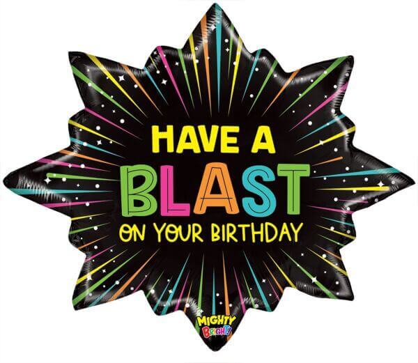 32" Mighty Birthday Blast Mylar Balloon - SKU:110079 - UPC:030625251266 - Party Expo