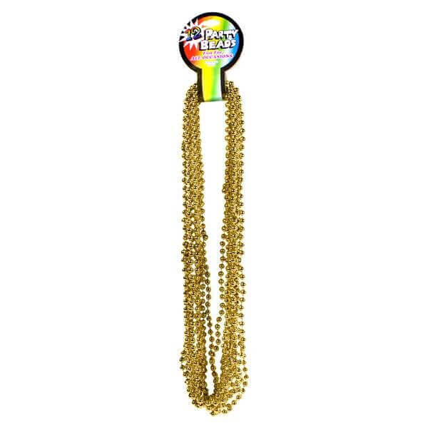 33" Gold Metallic Bead Necklaces (12 pack) - SKU:JLR131DZ - UPC: - Party Expo