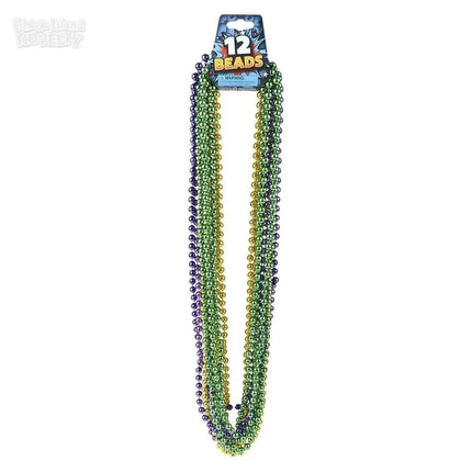 33" Purple, Green, Gold Bead Necklaces (12 Count) Party Expo  