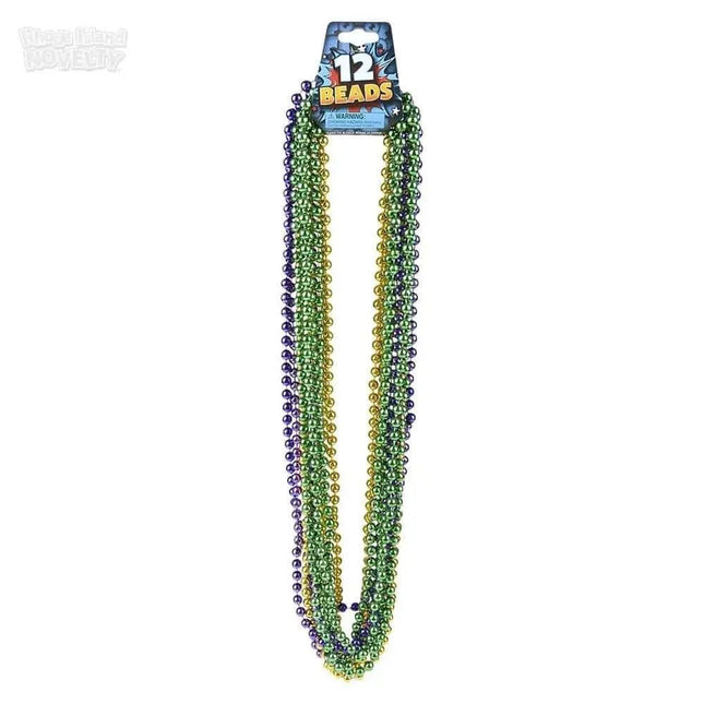 33" Purple, Green, Gold Bead Necklaces (12 Count) Party Expo  