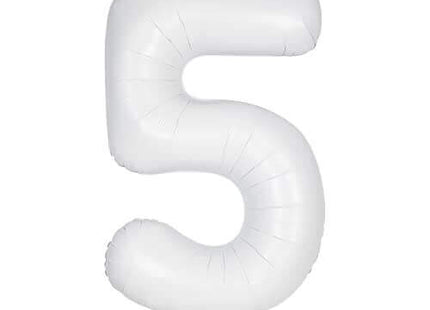 34" Number '5' Mylar Balloon - White - SKU:13965 - UPC:011179139651 - Party Expo