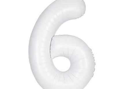 34" Number '6' Mylar Balloon - White - SKU:13966 - UPC:011179139668 - Party Expo