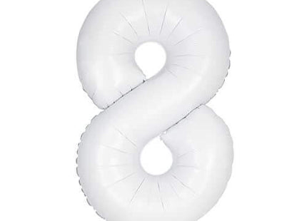34" Number '8' Mylar Balloon - White - SKU:13968 - UPC:011179139682 - Party Expo