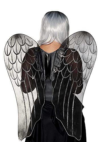 34" Sheer Dark Angel Fairy Wings with Glitter Trim - SKU:30487 - UPC:843248154216 - Party Expo
