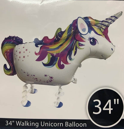 34" Walking Unicorn - SKU:QX-845 - UPC:672713491644 - Party Expo