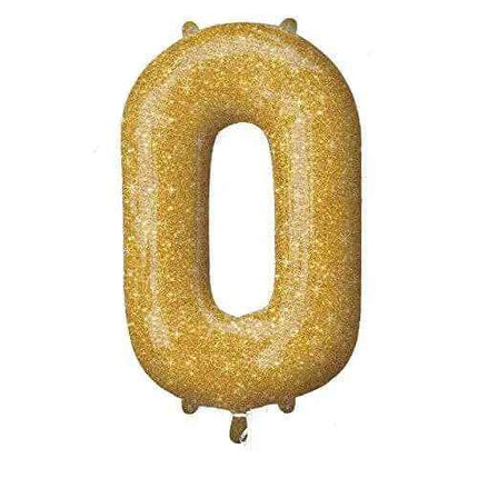 34" Number '0' Mylar Balloon - Gold Sparkle Party Expo  